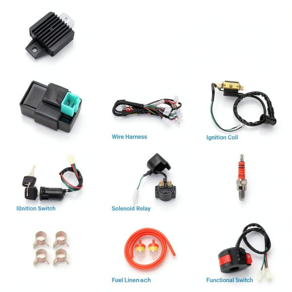 EOPOAYI 110cc ATV Wiring Harness Kit with Ignition Switch & Regulator-1