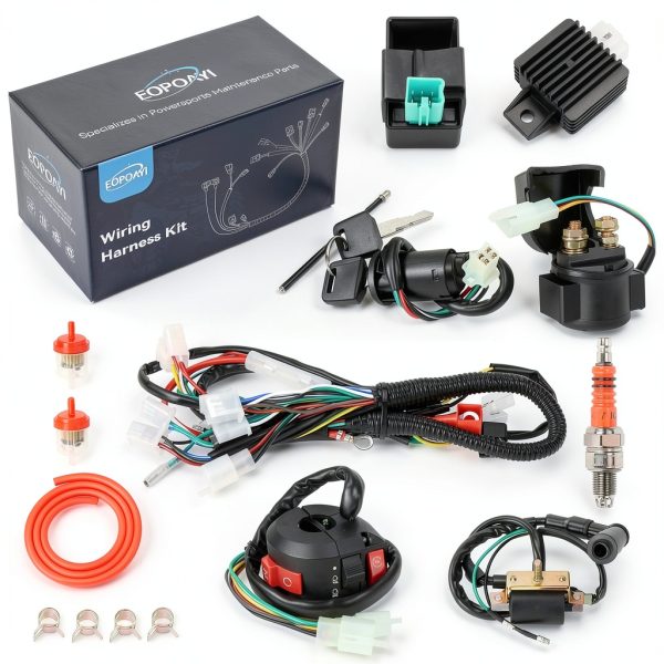 EOPOAYI 110cc ATV Wiring Harness Kit with Ignition Switch & Regulator-0