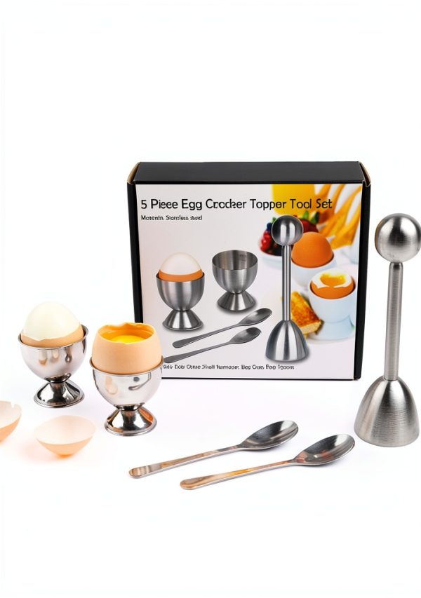 Egg Cutter Set YellRin Stainless Steel with 2 Cups & 2 Spoons-8