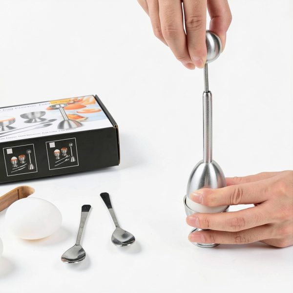 Egg Cutter Set YellRin Stainless Steel with 2 Cups & 2 Spoons-4