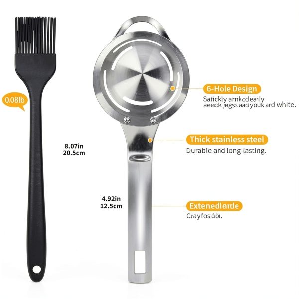 Stainless Steel Egg Yolk White Separator by BooMetCheer Six Hole Tool-5