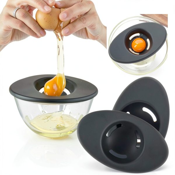 Silicone Egg Separator COKSDUPID 2PCS Gray Food Silicone Separator-5