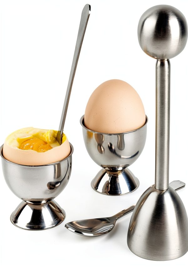 Egg Cutter Set YellRin Stainless Steel with 2 Cups & 2 Spoons-3