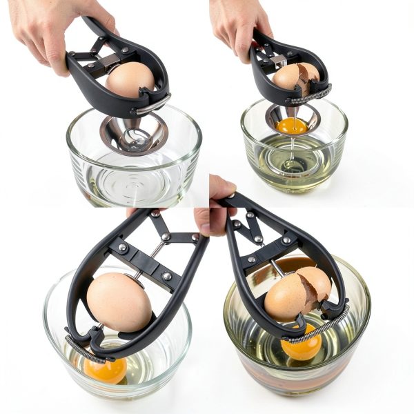 Egg Cracker OUKEYI Opener Stainless Steel Black Kitchen Gadget-4