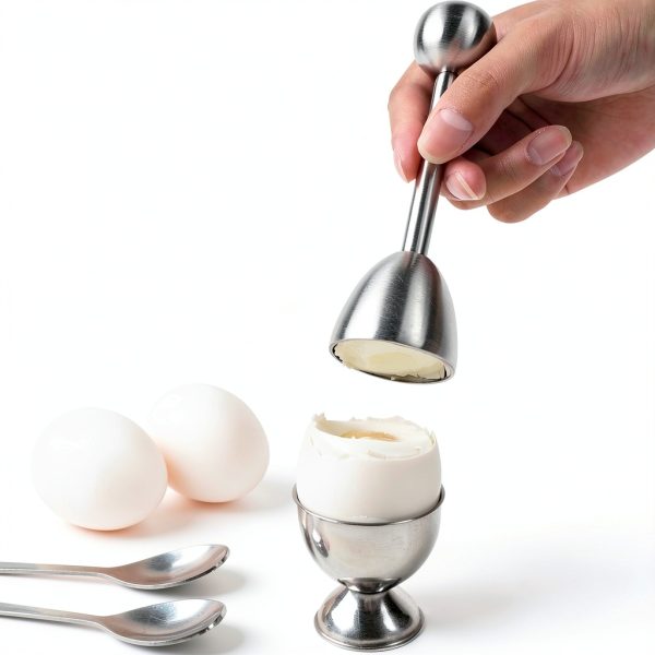 Egg Cracker Topper Set YellRin Stainless Steel Separator with 4 Spoons-4