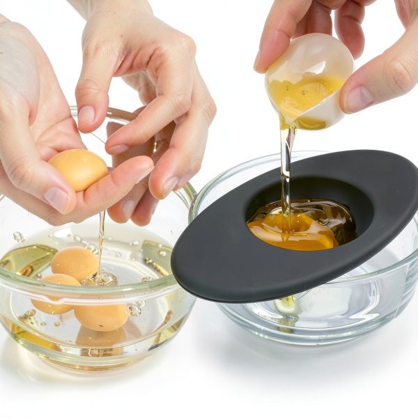 Silicone Egg Separator COKSDUPID 2PCS Gray Food Silicone Separator-2