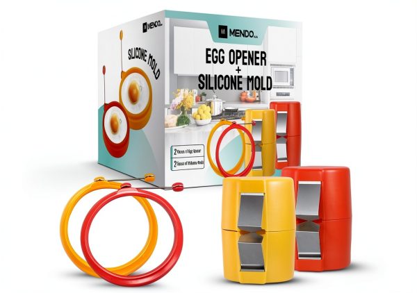 Egg Opener Set with Silicone Molds by MENDO USA – Yellow/Orange-0