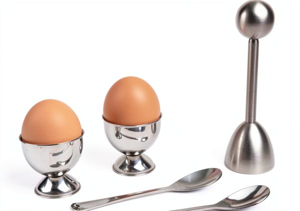Egg Cutter Set YellRin Stainless Steel with 2 Cups & 2 Spoons-2