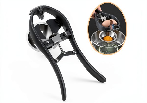Egg Cracker OUKEYI Opener Stainless Steel Black Kitchen Gadget-0
