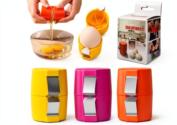 Egg Shell Opener Hikyueo Stainless Steel Peeler Set Yellow/Red/Pink-0