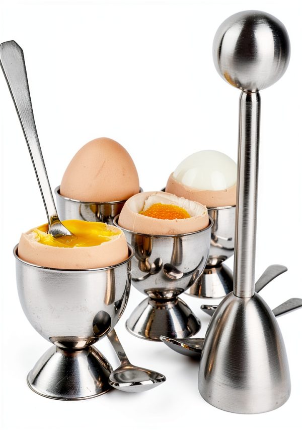 Egg Cracker Topper Set YellRin Stainless Steel Separator with 4 Spoons-0