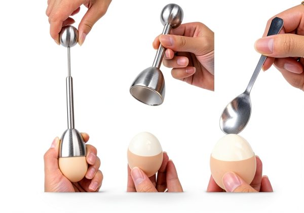 Egg Cracker Topper Set YellRin Stainless Steel Separator with 4 Spoons-1