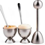 Egg Cutter Set YellRin Stainless Steel with 2 Cups & 2 Spoons-0
