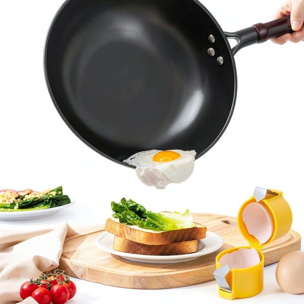 2Pcs Egg Shell Opener, 2025 New Egg Cracker Tool for Raw Eggs, Hard Boiled Egg Peeler Egg Cube Egg Separator Handheld, Stainless Steel Eggshell Breaker Egg Shell Cutter Kitchen Gadgets（Orange+Yellow）-2