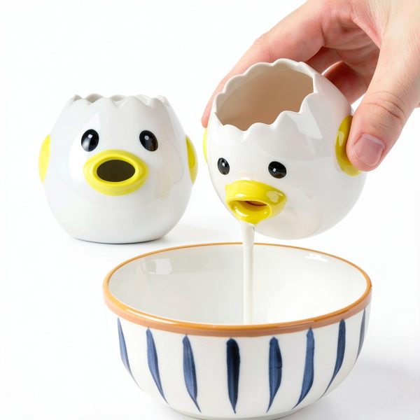 Cartoon Egg Separator Mini Sretanj Ceramic Kitchen Tool Yellow 3 inch-8