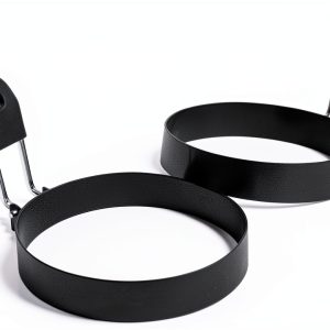 COTEY 3.5" Egg Rings Set of 2 with Silicone Handle, Large Round Mold-0