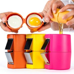 Egg Shell Opener DonPearl 3pcs Set Orange Pink Yellow Stainless Steel-0