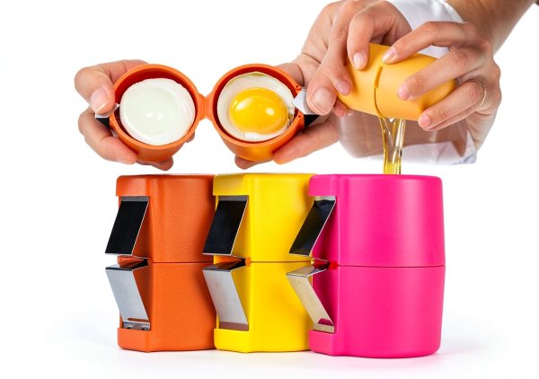 Egg Shell Opener DonPearl 3pcs Set Orange Pink Yellow Stainless Steel-0